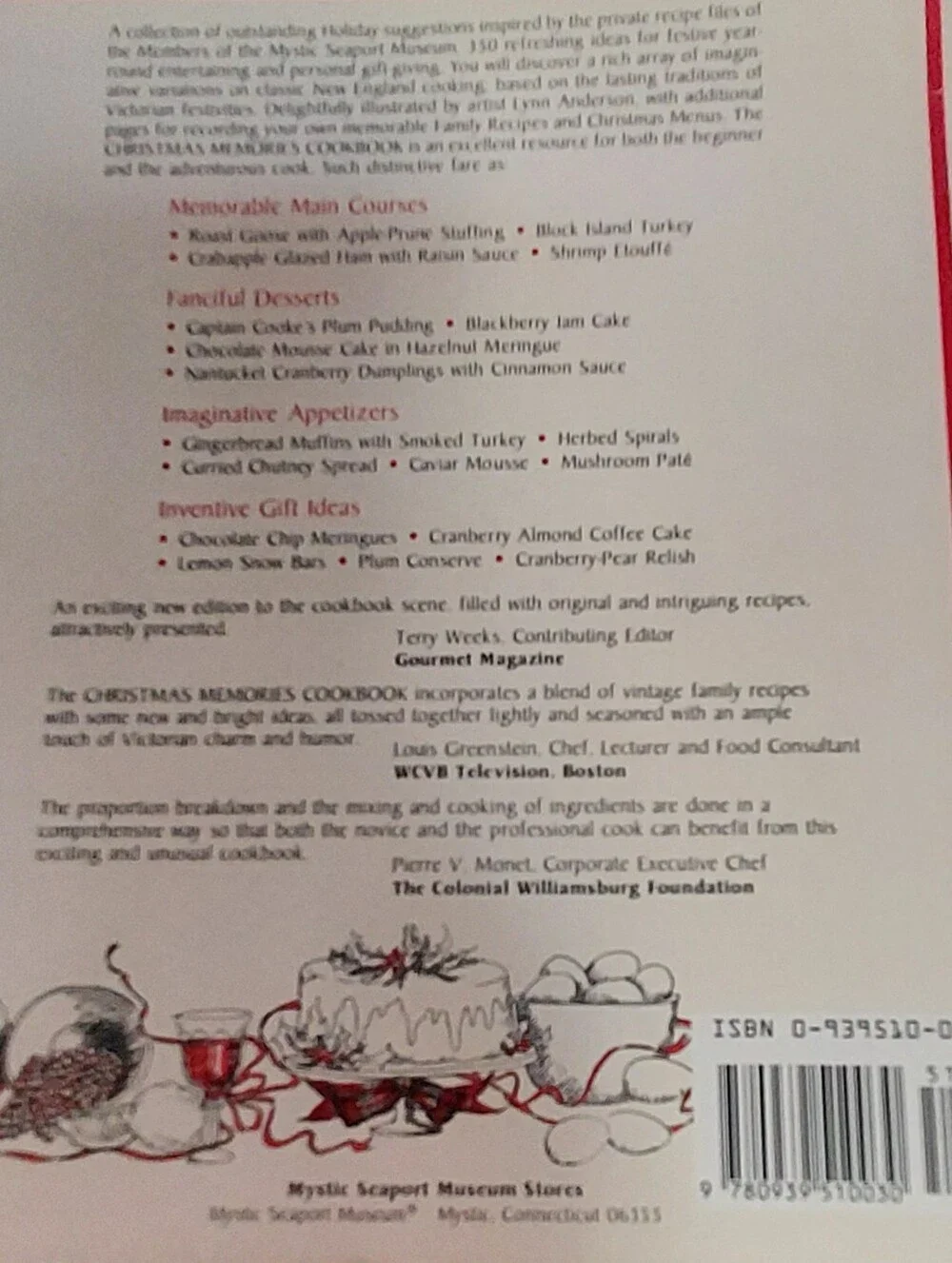 Christmas Memories Cookbook Mystic Seaport Recipes Ideas Spiral Bound 1985